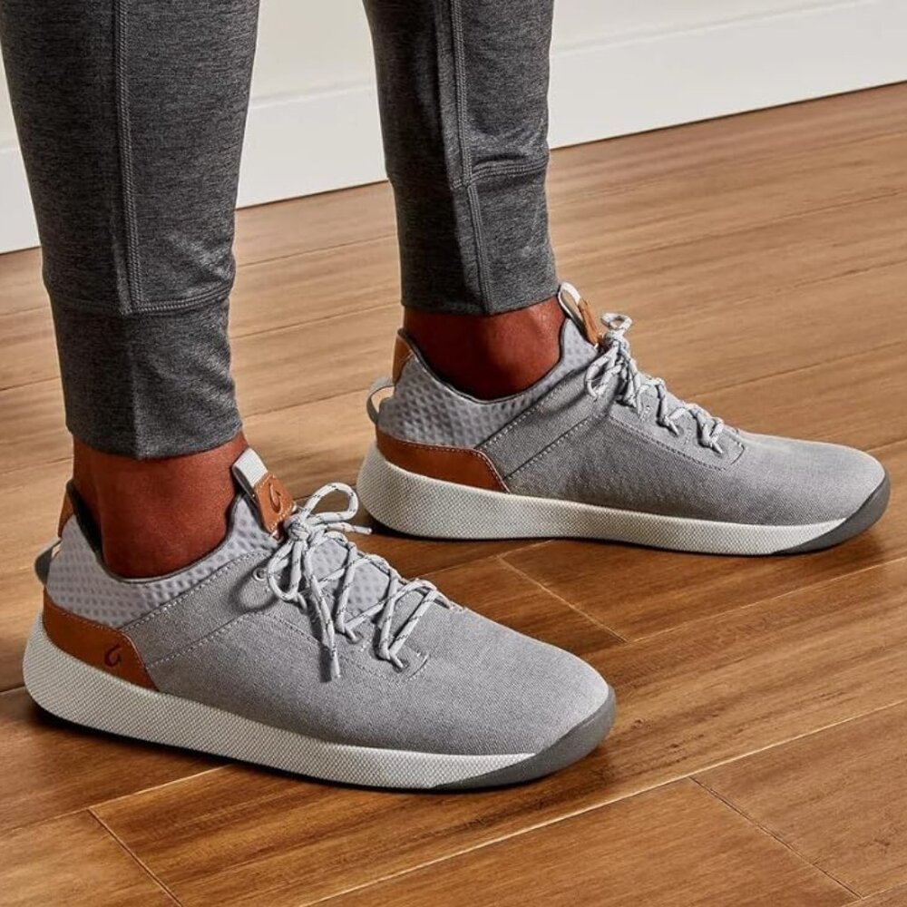 OLUKAI Nanea Li Gray Canvas Weather Resistant Casual Sneakers Shoes Mens